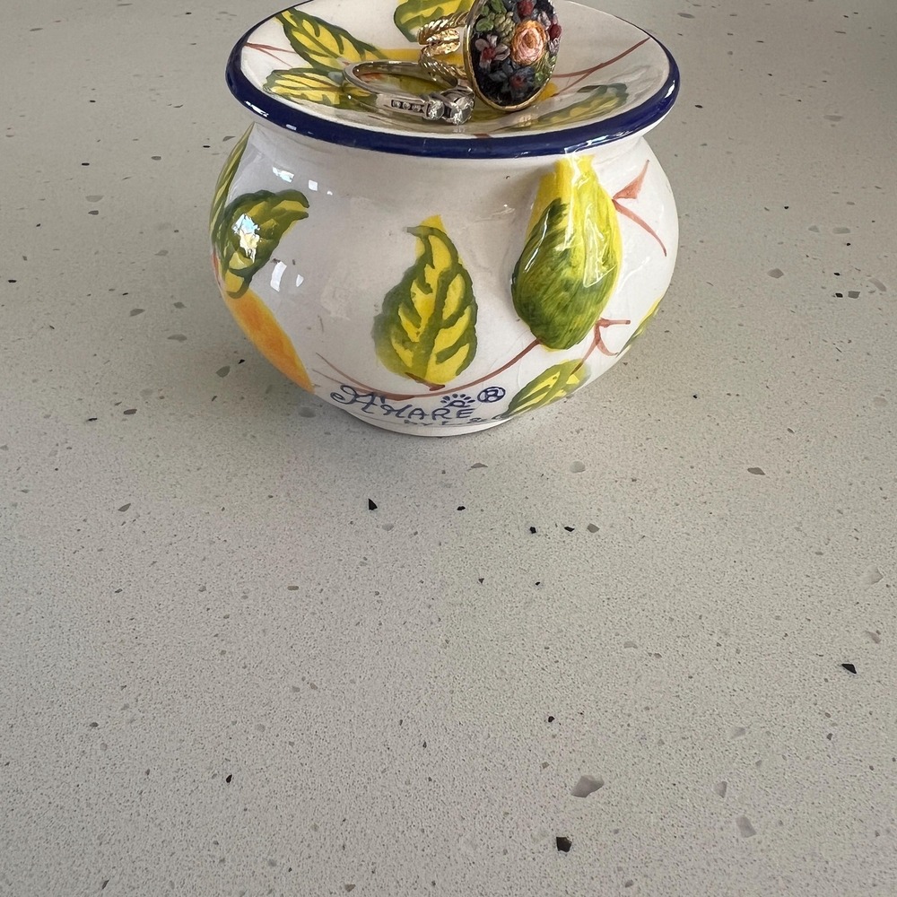 Hand Painted Italian Lemon Trinket Dish Amalfi Coast Ring Holder Decor - Picture 7 of 7